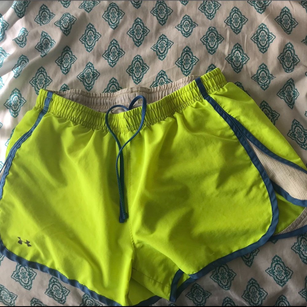 yellow and blue underarmour shorts